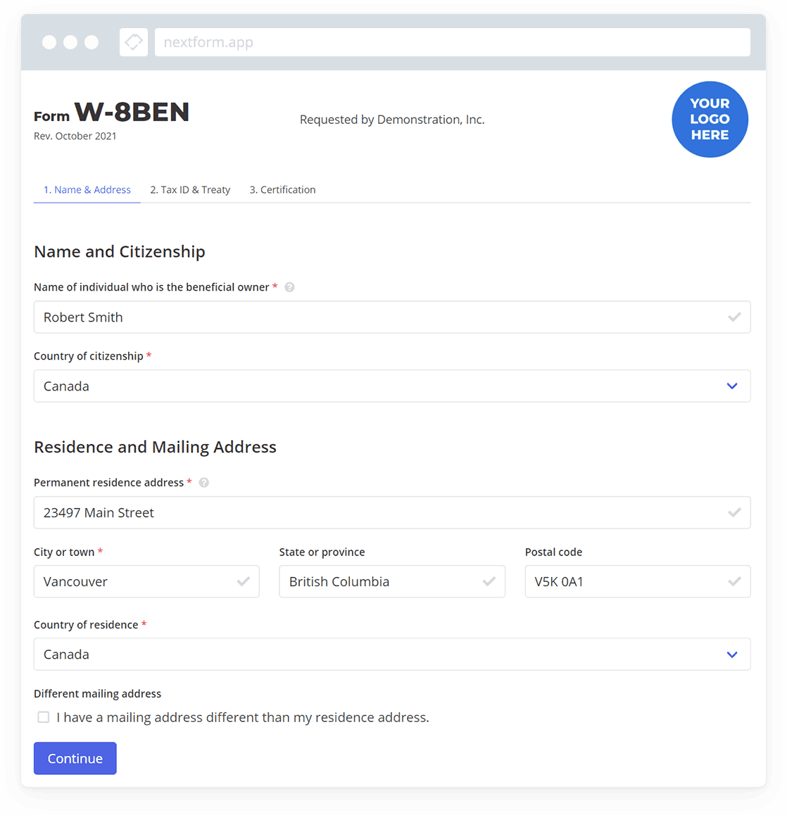 Form W-8BEN